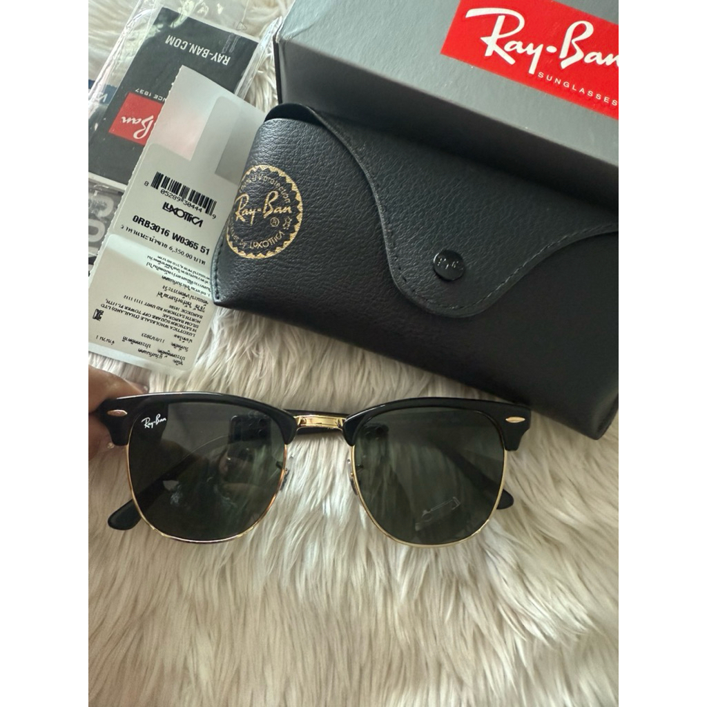 Used Ray-Ban Clubmaster - RB3016 W0365  size 51 -sunglasses แว่นกันแดด