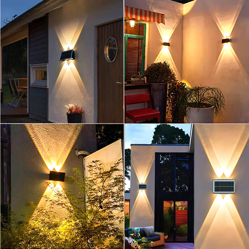 【การจัดส่งไทย】6 LED โคมไฟผนังแสงอาทิตย์ ไฟสวนเซ็นเซอร์อัตโนมัติกันน้ำกลางแจ้ง ไฟผนังสำหรับรั้วระเบียงบ้าน ไฟส่องขึ้น-ลง