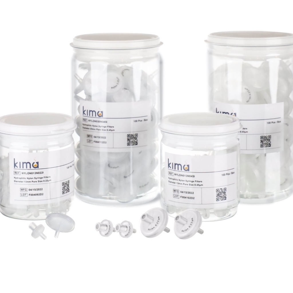 ตัวกรองสารละลาย SYRINGE FILTER NYLON (100/BOX) KIMA มีหลายขนาดให้เลือก