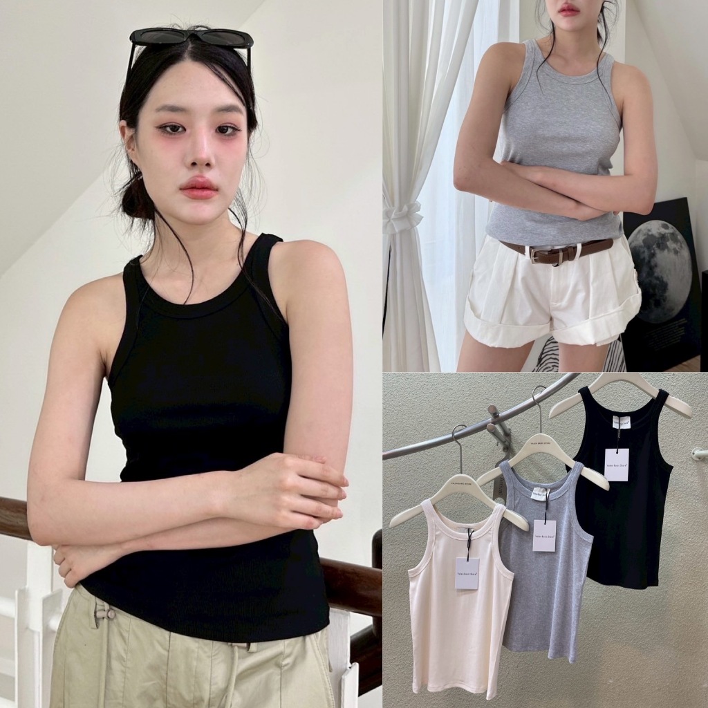 🍊 VL Basic tank top •  เสื้อกล้ามคอยู  งานผ้าอย่างดี ทรงสวยมากคะ  เนื้อผ้ายืดหยุ่นได้เยอะเก็บทรง ตัวนี้น่าเก็บสุดๆ