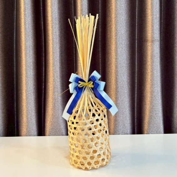 ชะลอม + โบว์ จักสานไม้ไผ่ ตักบาตรข้าวสารอาหารแห้ง ขนาดเล็ก ของชำร่วย ใส่ของฝาก ใส่ของทำบุญ - รูปที่ 2