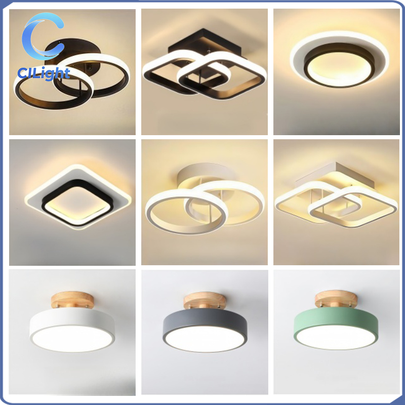 โคมไฟเพดานโมเดิร์นนอร์ดิกสามสี LED ห้องนั่งเล่นโคมไฟเพดานเรียบง่ายสร้างสรรค์ห้องนอนห้องใต้หลังคาตกแต่งโคมไฟเพดาน