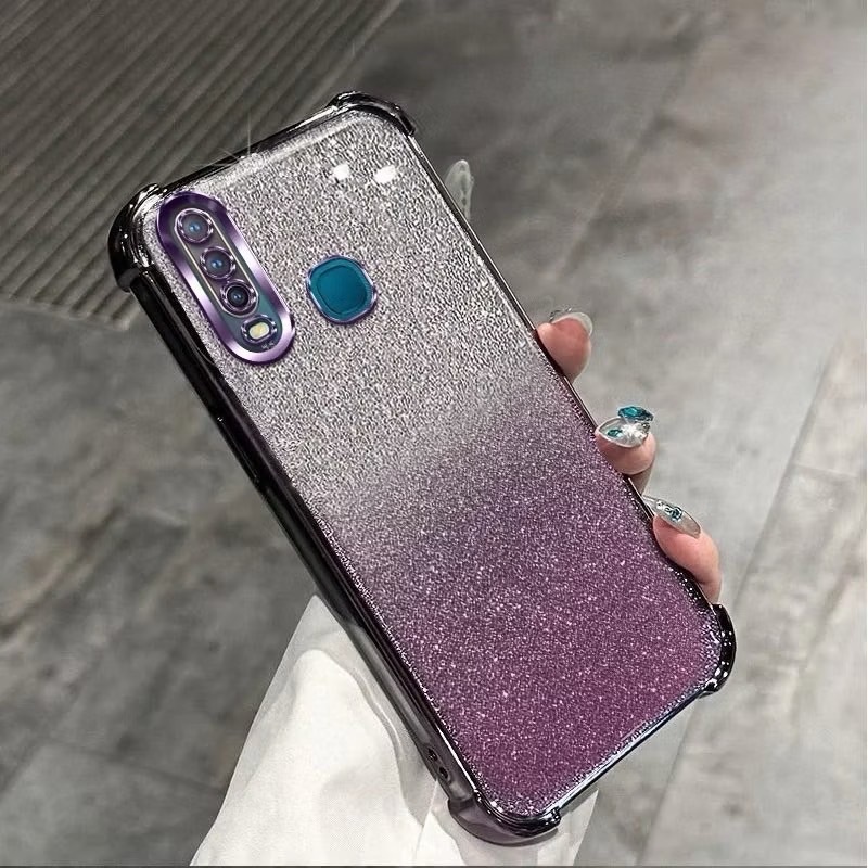 เคสกากเพชร สำหรับ VIVO Y11 Y12 Y15 Y17 ไล่โทนสีสวย กันกล้อง หรูหรา กากเพชร 2in1 ฟรุ้งฟริ้งง กันกระแทก เคสนิ่ม  EE