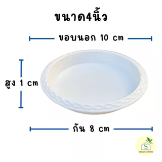 จานรองกระถางต้นไม้ รุ่นขอบลายเส้น ถาดรองกระถางต้นไม้ 4นิ้ว 6นิ้ว 8นิ้ว 10นิ้ว 12นิ้ว