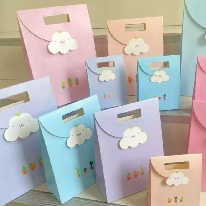 ✅พร้อมส่ง✅ถุงของขวัญลายก้อนเมฆ สีพาสเทลน่ารัก สไตล์เกาหลี ขนาด S M L ราคาถูกกกก