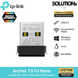 TP-Link ⚡️ตัวรับสัญญาณไวไฟ⚡️Archer TX1U Nano อแด็ปเตอร์ยูเอสบีไวไฟ 6 AX300 Nano Wi-Fi 6 Wireless USB Adapter