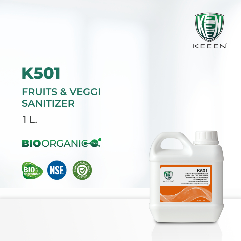 Keeen ผลิตภัณฑ์ล้างยาฆ่าแมลง ฆ่าเชื้อผัก ผลไม้ - K501 FRUITS & VEGGI SANITIZER 1L (1ลิตร)