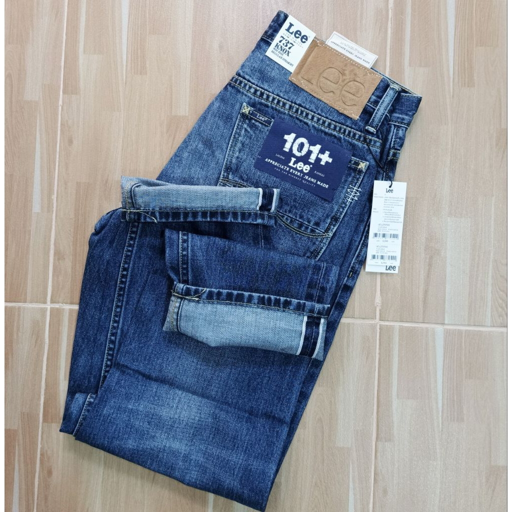 Lee 101+ Knox 737 (ริมแดง) คอลเลกชั่น Reimagined Denim เอวกลาง กระบอกคลาสสิค made in Thailand ราคาป้