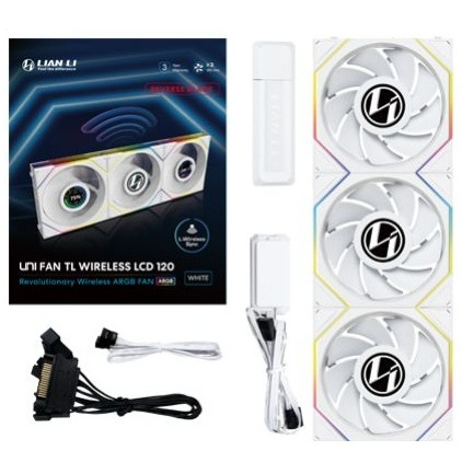 LIAN LI REVERSE UNI TL120 WIRELESS LCD TRIPLE FAN WHITE