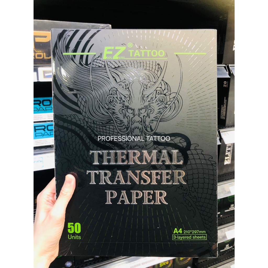 กระดาษลอกลายฟิล์ม EZ Thermal Transfer Paper -Tattoo Stencil Paper 50 pcs. กระดาษลอกแบบฟิล์ม