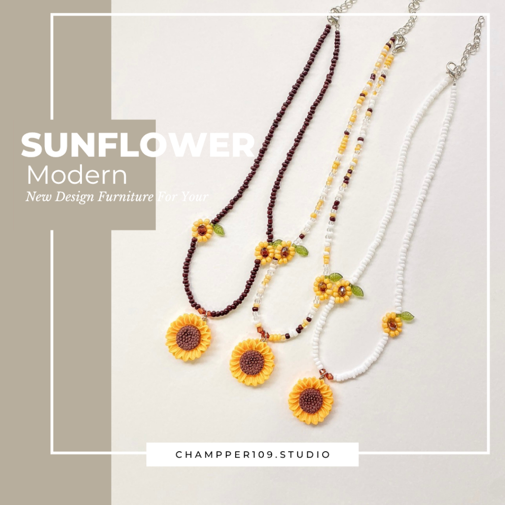 สร้อยดอกทานตะวัน 🌻สร้อยดอกไม้ 🌸 สร้อยมินิมอล สร้อยสไตล์เกาหลี  งาน handmade สินค้าพร้อมส่ง🚚