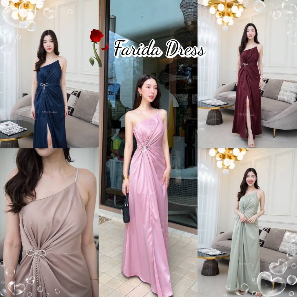 ชุดไปงานแต่งงาน ชุดเดรส ชุดราตรี TP034 เกรดพรีเมี่ยม เกาะอก มีฟองน้ำ แถมเข็มกลัด สายเพชร Dress เสื้อผ้า ผู้หญิง Woman