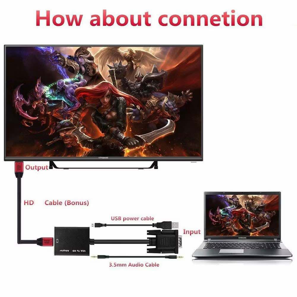 ตัวแปลงสัญญาณVGA TO HDMI 20cm with audio full hd มีเสียงด้วย black * - รูปที่ 5