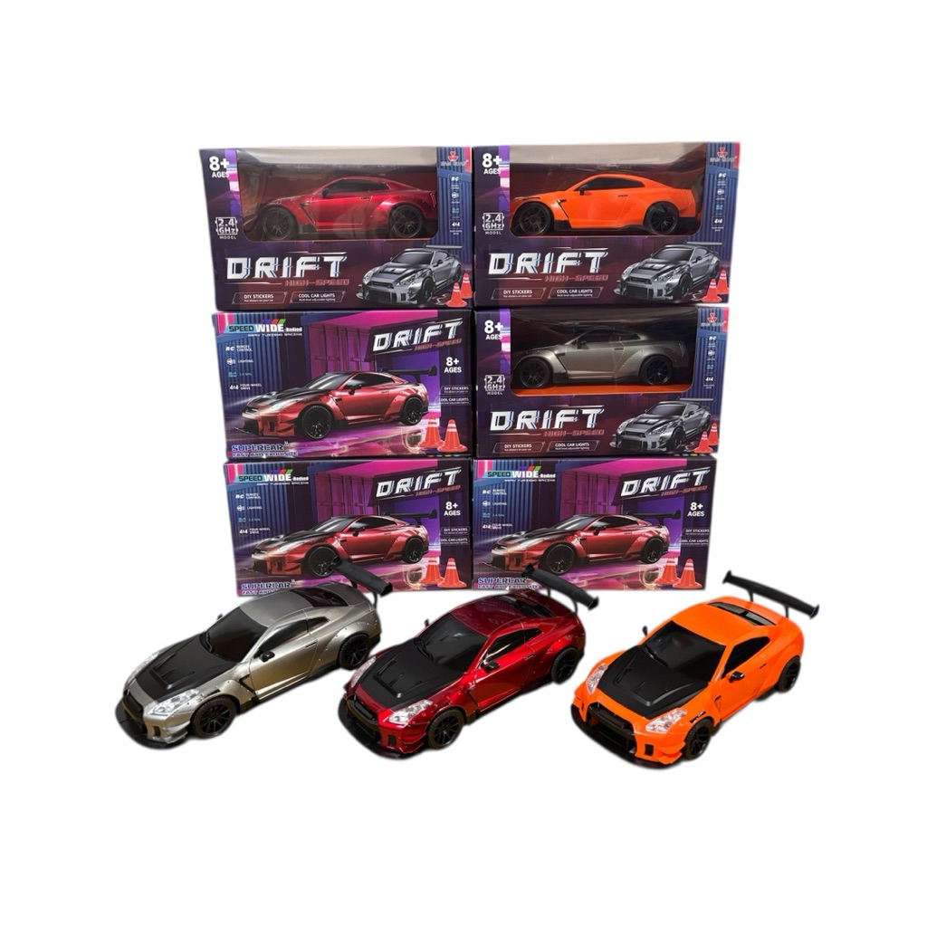 รถบังคับดริฟ nissan  gtr R35 4X4WDRC  รีโมท2.4GHz สเกล1:20 15km/h มีไฟขับเคลื่อนสี่ล้อชาร์จแบตเตอรี่