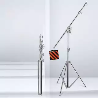 ขาตั้งไฟสแตนเลสพร้อมคานบนในตัว Light Stand 3.8M Stainless Steel Light Stand with Boom