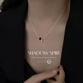 GLAMOR✨สร้อยเงินแท้ Shadow Spire จี้หินโอนิกซ์ทรงกรวย เงิน925 ดีไซน์ทรงกรวยเทรนดี้ ใส่ได้ทั้งหญิงชาย