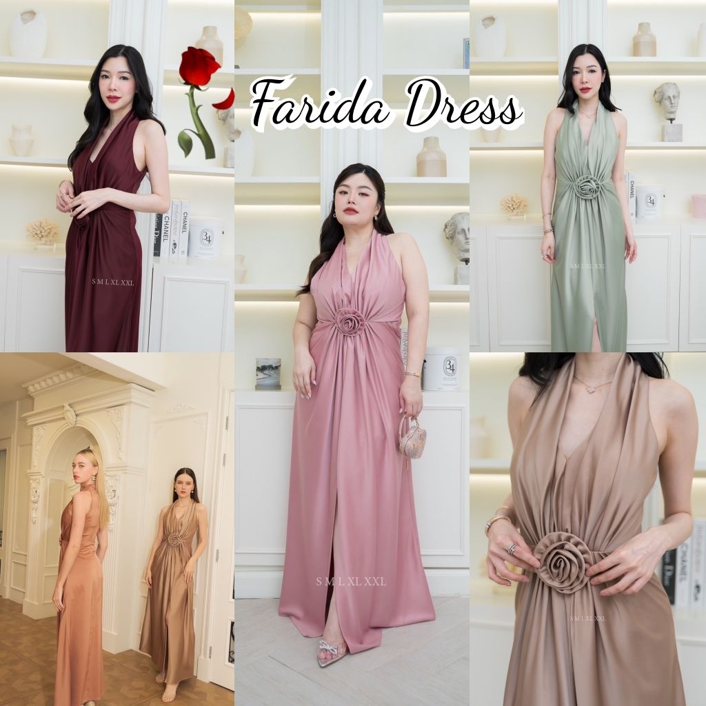 ชุดไปงานแต่ง พรีเมี่ยม TP043 ผ้าเครปซาติน แขนกุด เสื้อเต็มคอหลัง มีดอกไม้ ไซส์ S-3XL ผู้หญิง เสื้อผ้า Women Clothing