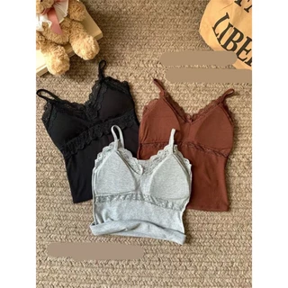 B-310 PARKLE HALTER TOP เสื้อสายเดี่ยวทรงโฮลเตอร์ ดีไซน์น่ารัก ฟองน้ำในตัว