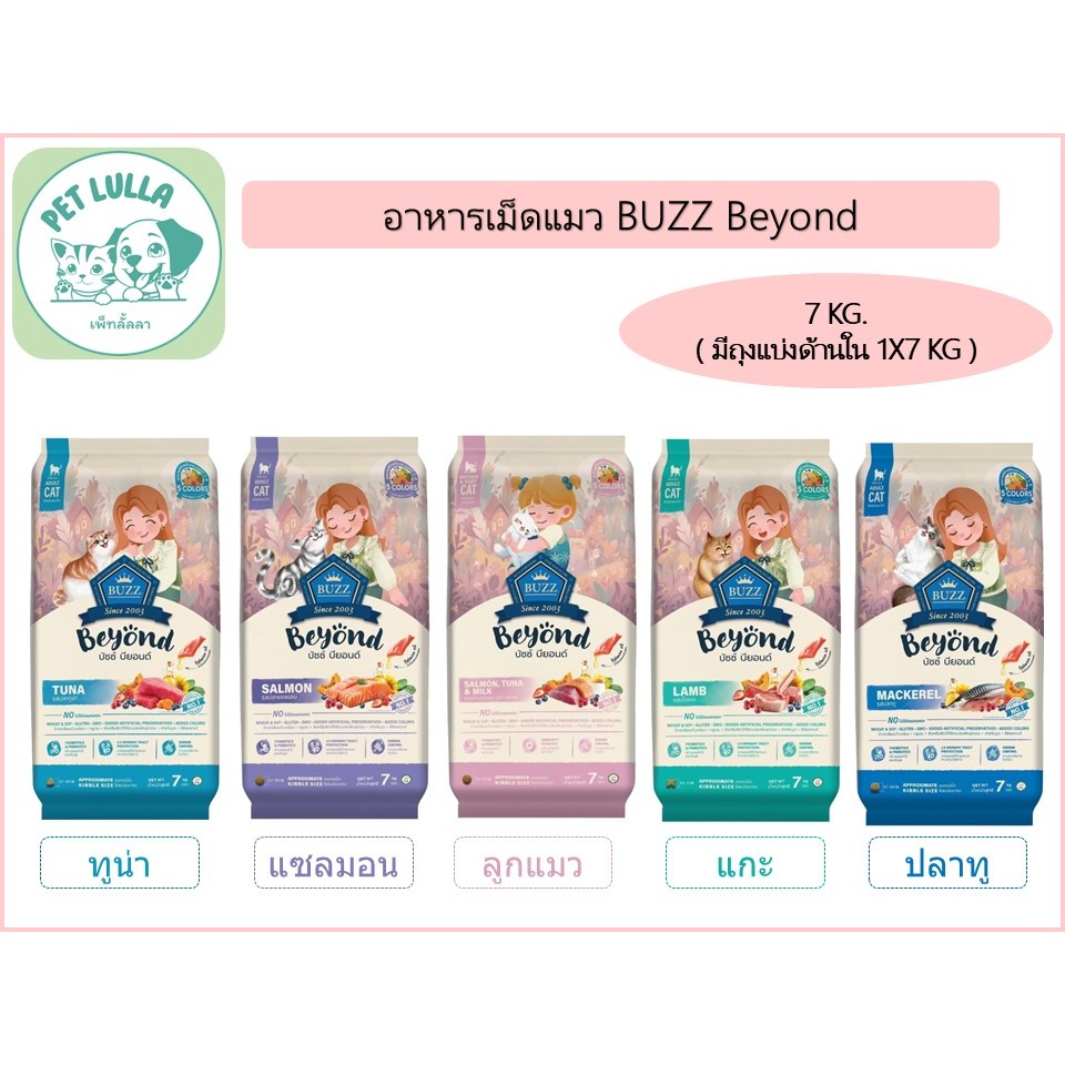 Buzz Beyond บัซซ์ บียอนด์ อาหารแมว อาหารแมวเกรดพรีเมี่ยม ขนาด 7 kg (มีถุงแบ่งด้านในถุงละ 1 กิโล) // จัดส่งทั้งกระสอบ