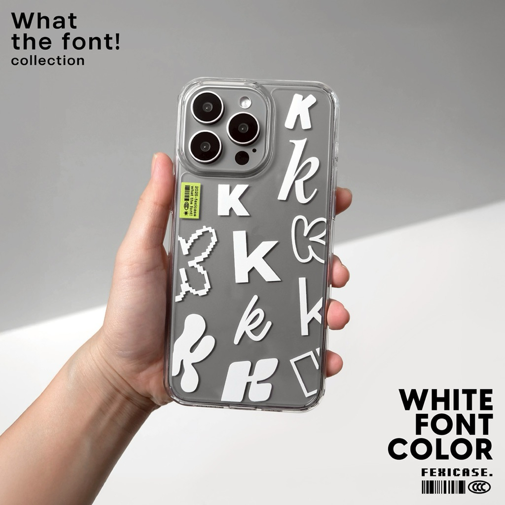เคสไอโฟน iphone case for 15/16/17 ลาย“ What the Font A-Z collection ลายสกรีนสีขาว“(110)