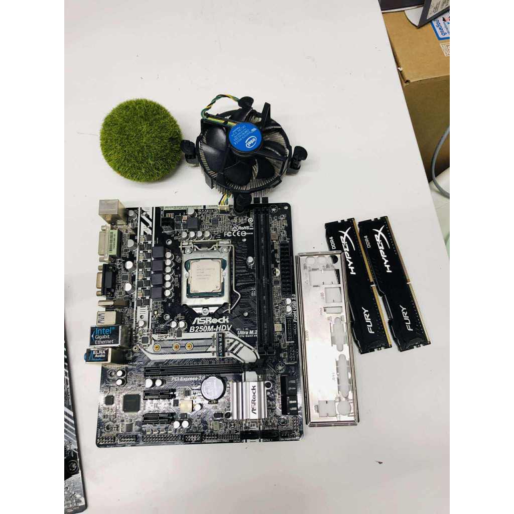 ชุดเมนบอร์ดพร้อมใช้ ASROCK B250M-HDV + I3 7100 + DDR4 8+4 12G 2666 พร้อมใช้งาน