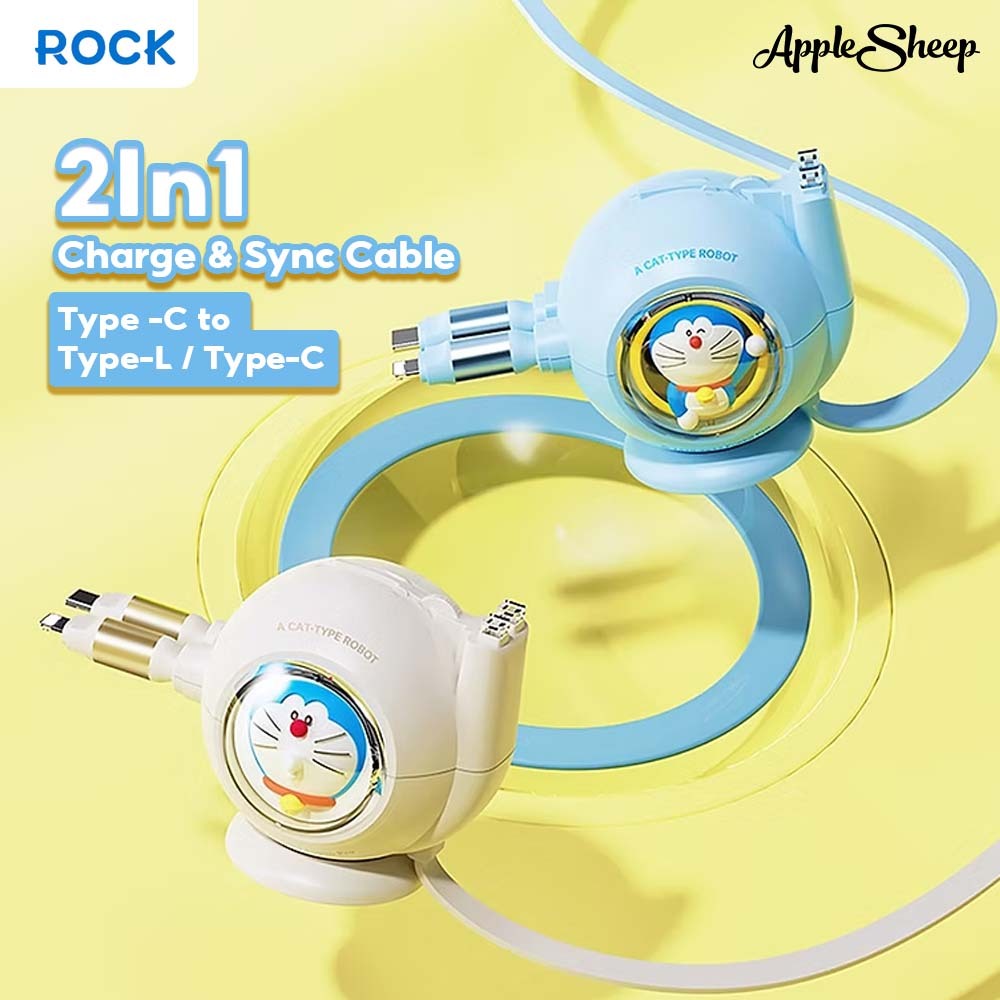 [Rock Doraemon 2In1 Charge & Sync Cable] สายชาร์จโทรศัพท์ Type C-C 80W / Type C-L 20W Fast Charging สายชาร์จมือถือเร็ว