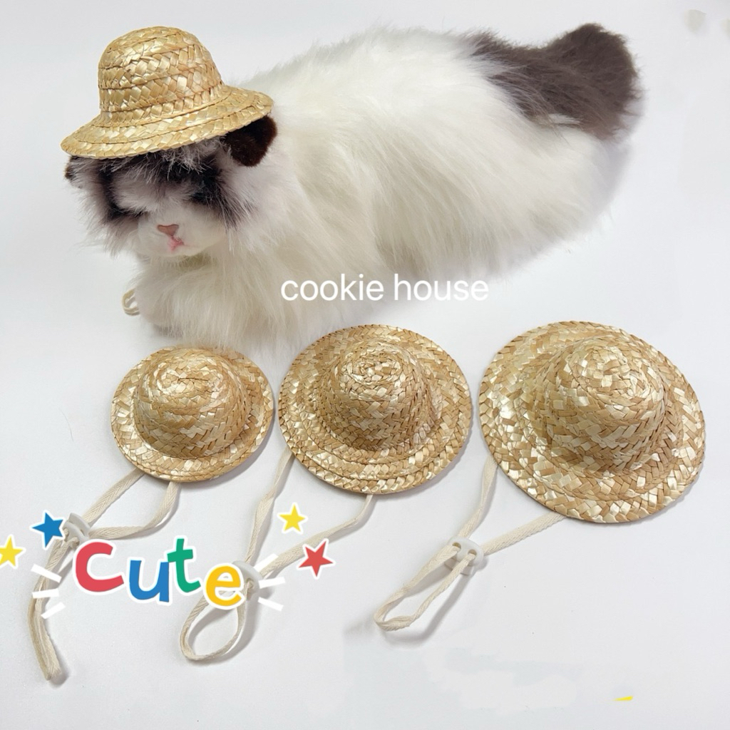 ร้านไทย หมวกฟางสัตว์เลี้ยง หมวกแมว หมวกสุนัข น่ารัก แฮนด์เมค