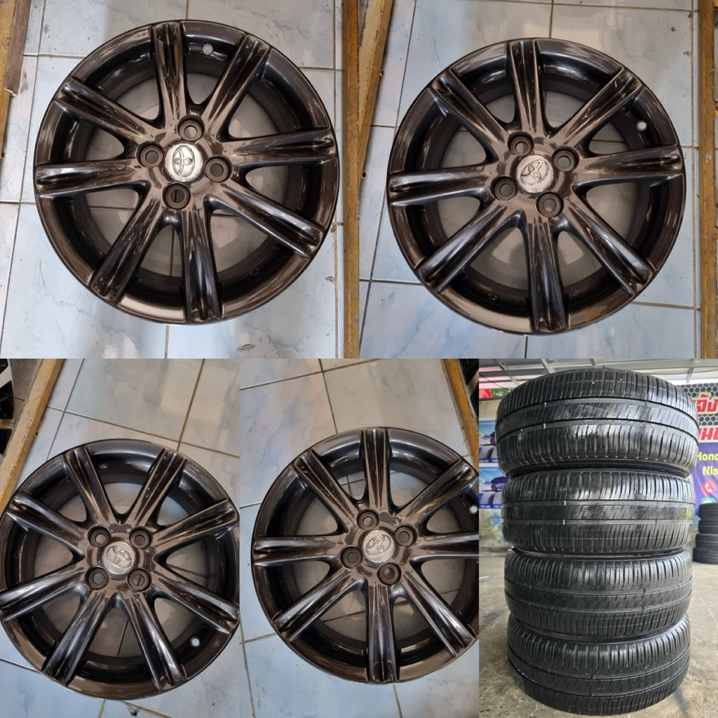 ล้อแม็ก Toyota แท้ top ขอบ 16 ใส่ Yaris Vios ชุดละ 11,900 บาทพร้อมยางเปอร์เซ็นต์สภาพดีพร้อมใช้งาน
