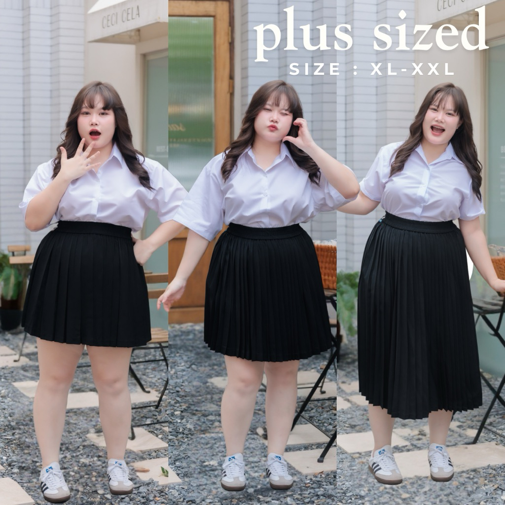 กระโปรงพลีทนักศึกษา สำหรับสาวพลัสไซต์ XL-XXL (28-45“)จีบเล็ก จีบทวิท 🍟ความยาว 18 - 36 นิ้ว