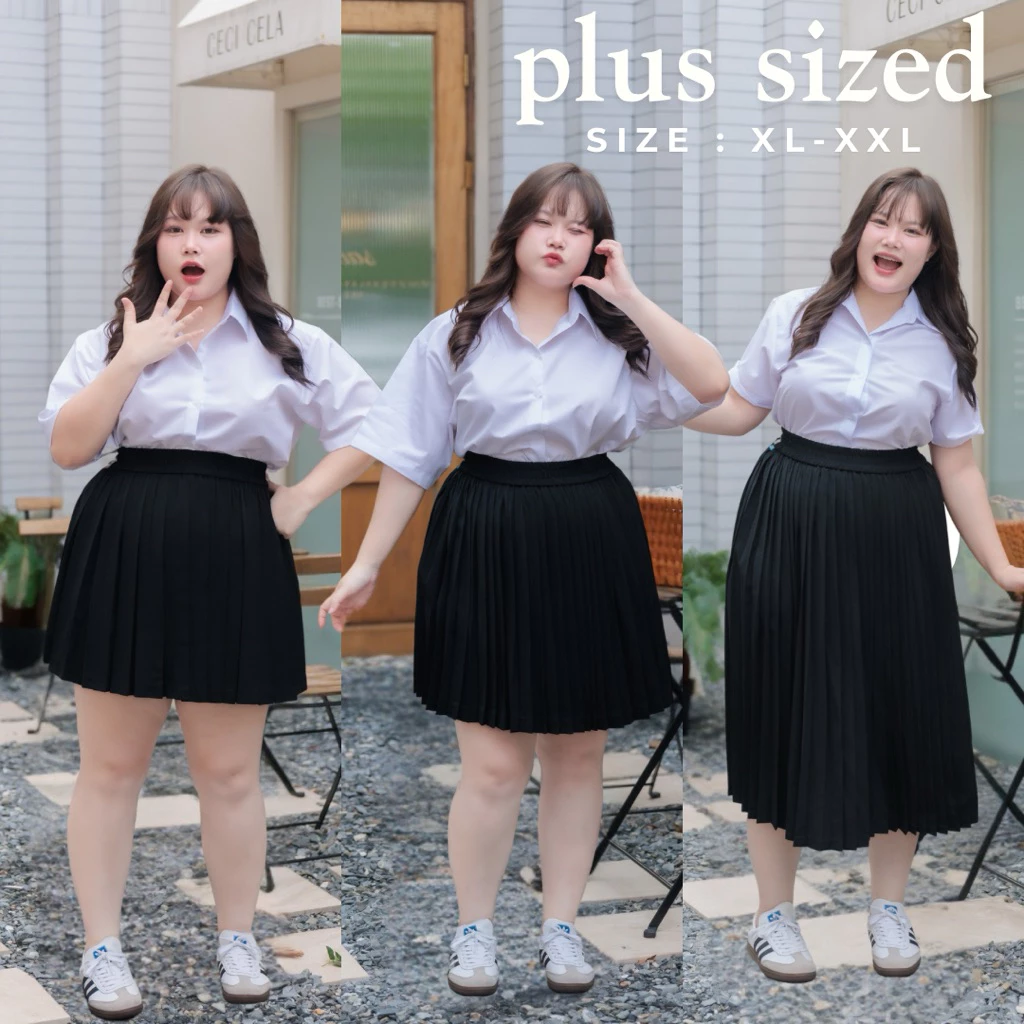 กระโปรงพลีทนักศึกษา สำหรับสาวพลัสไซต์ XL-XXL (28-45“)จีบเล็ก จีบทวิท 🍟ความยาว 18 - 36 นิ้ว