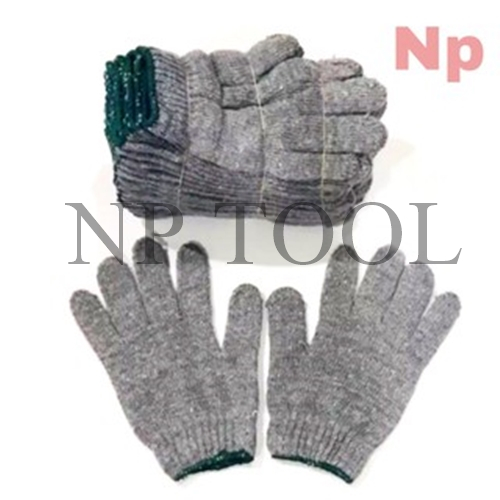 NP-537 ถุงมือผ้า 6 ขีด สีเทา (1โหล)