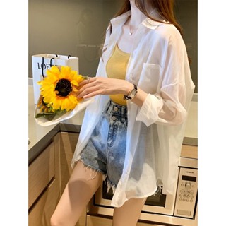Dahong 💖  เสื้อคลุมแฟชั่น สไตล์เกาหลี เสื้อเชิ๊ตผ้าชีฟองแขนย…