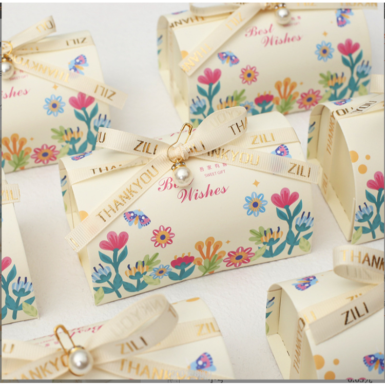 Flower กล่องของขวัญ ใส่ขนม /ของชำร่วย ลายดอกเดซี่ สไตล์เกาหลี สุดน่ารัก