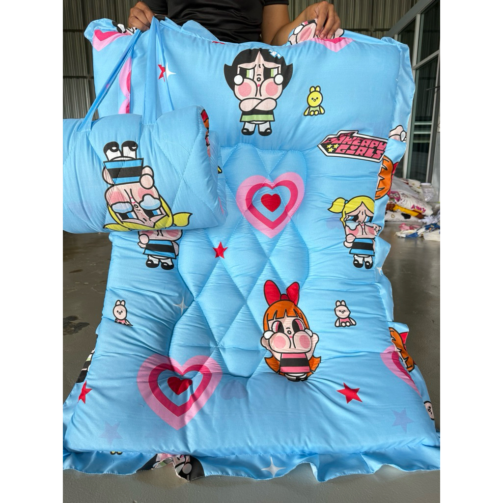 ที่นอนเด็กอนุบาล ที่นอนอนุบาลหนา ที่นอนเด็ก(มีสายสะพาย พับเก็บได้) แถมหมอนฟรี1ใบ