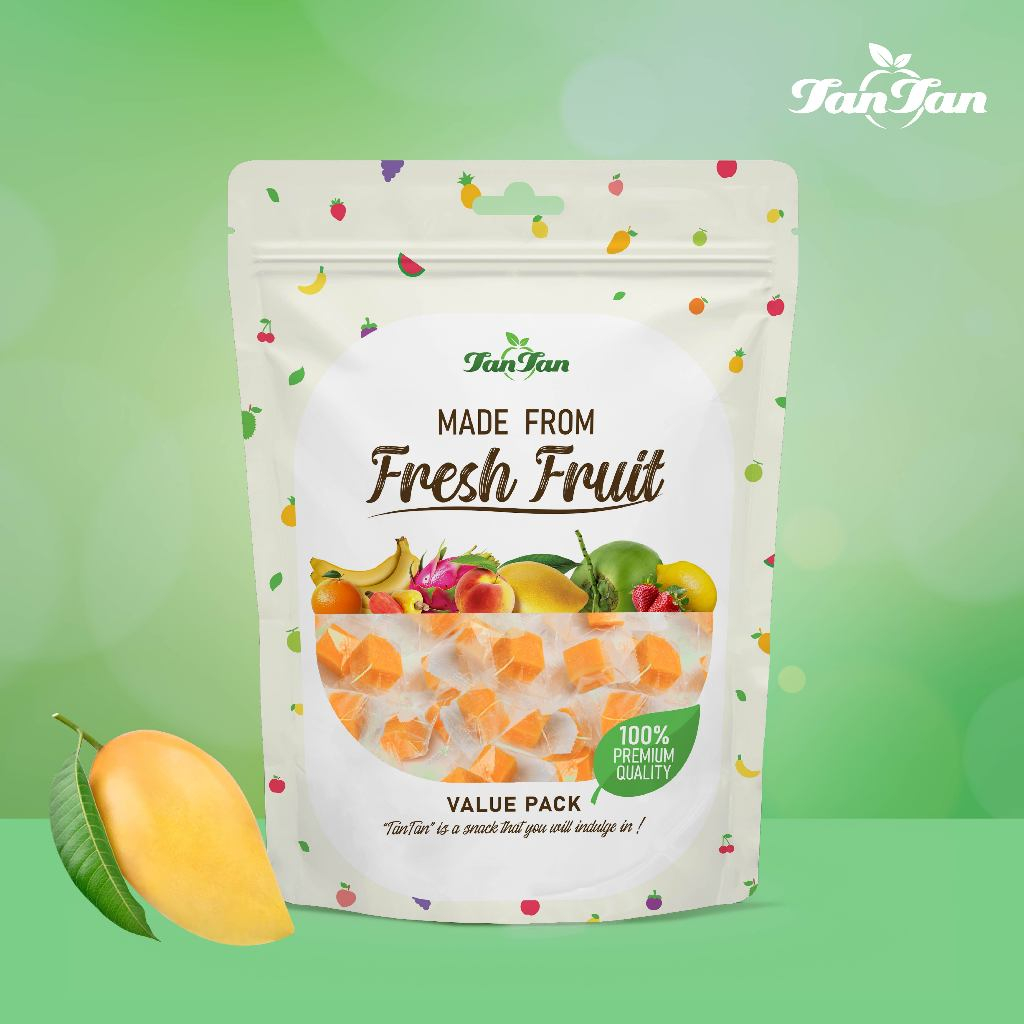Mango Flavour Gummy Candies Small Square Shape  ลูกอมเคี้ยวหนึบกลิ่นมะม่วง รูปสี่เหลี่ยมเล็ก