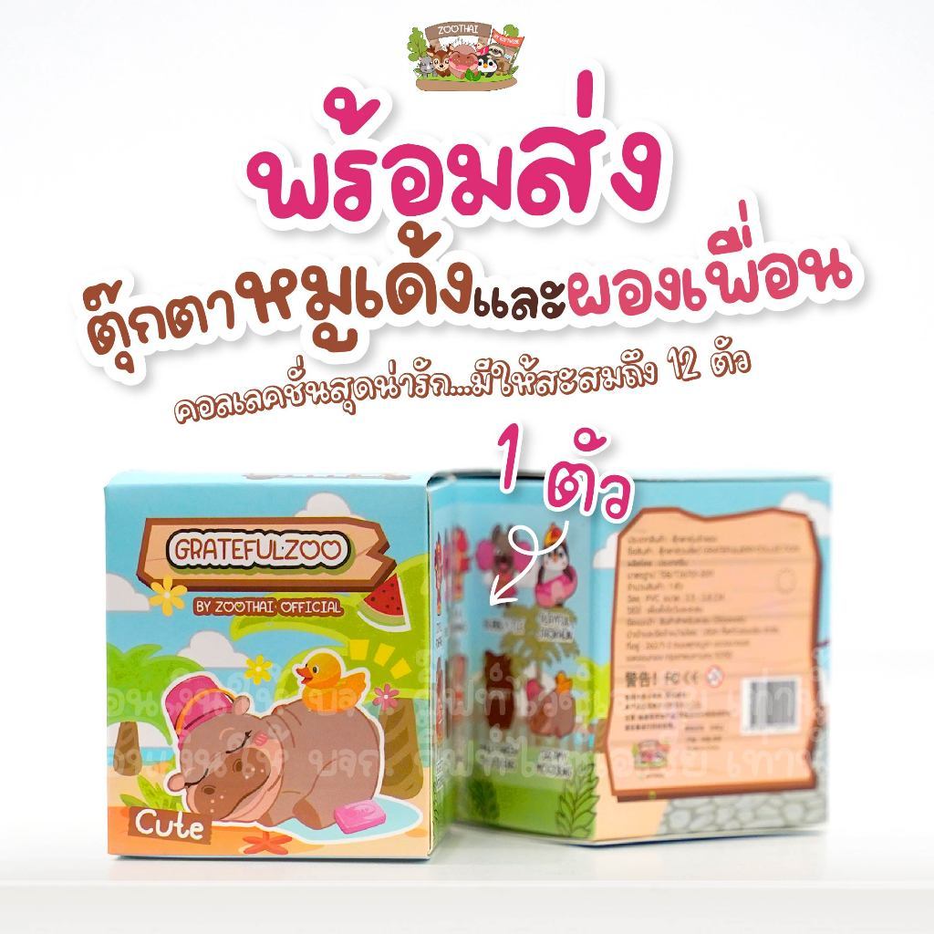 กล่องสุ่มโมเดลหมูเด้ง ลิขสิทธิ์แท้ Gratefulzoo กล่องจุ่มลุ้นผองเพื่อน ของสะสมสุดน่ารัก แบรนด์ Moment