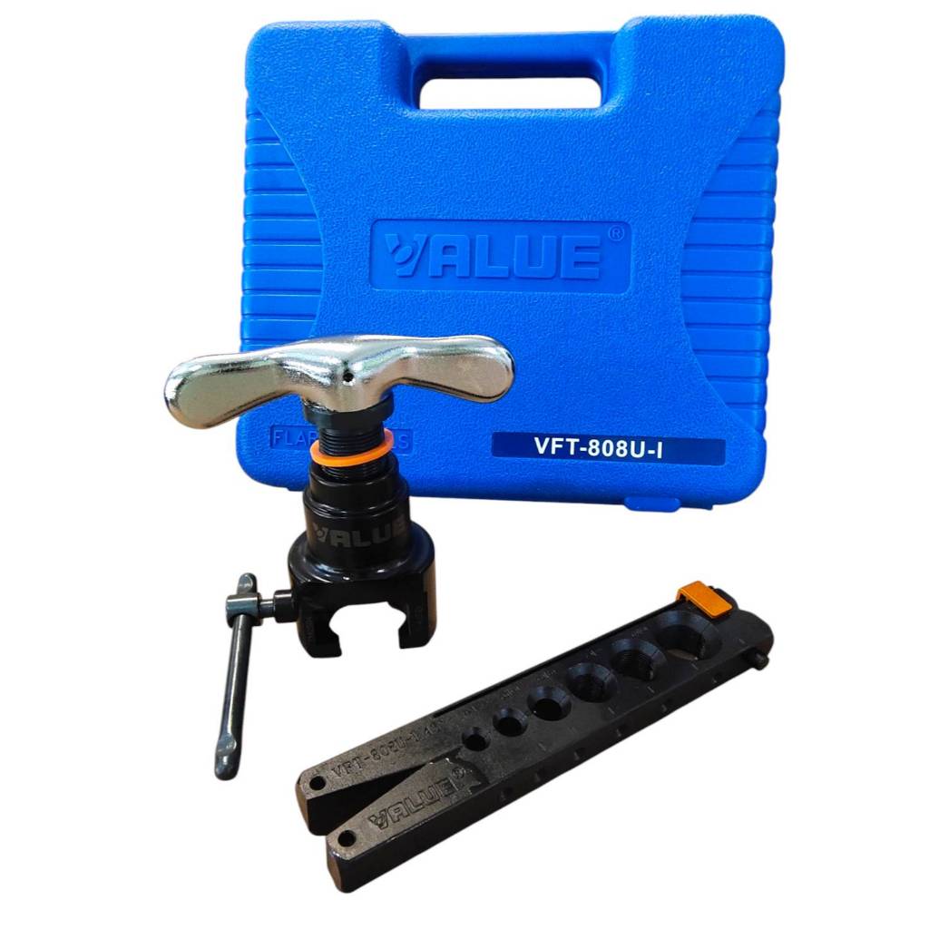 (ส่งไวจากไทย) VALUE ชุดบานท่อทองแดงลูกเบี้ยว พร้อมกล่องเครื่องมือ  ยี่ห้อ VALUE รุ่น VFT-808U-I (1/4