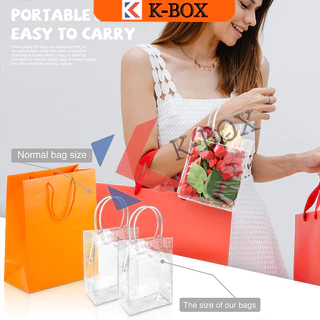 【K-BOX】ถุงของขวัญ PVC ใส แบบหูหิ้ว กันน้ำ100%+กันรอย ใช้แต่งงาน/วันเกิด/งานวัด ✨🎁 #ถุงแพ็คเกจจิ้งพรีเมียม