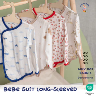 Soul me bebe/เนื้อรู Airy dot และผ้าดูด มี0-12m เด็กอ่อนแขนกุด Bebesuit Long-sleeved นิ่มลดอับชื้น