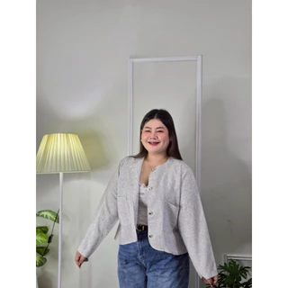 เสื้อสูทเบเซอร์แขนยาว ผ้าทวิตแต่งกระดุม รุ่นB26