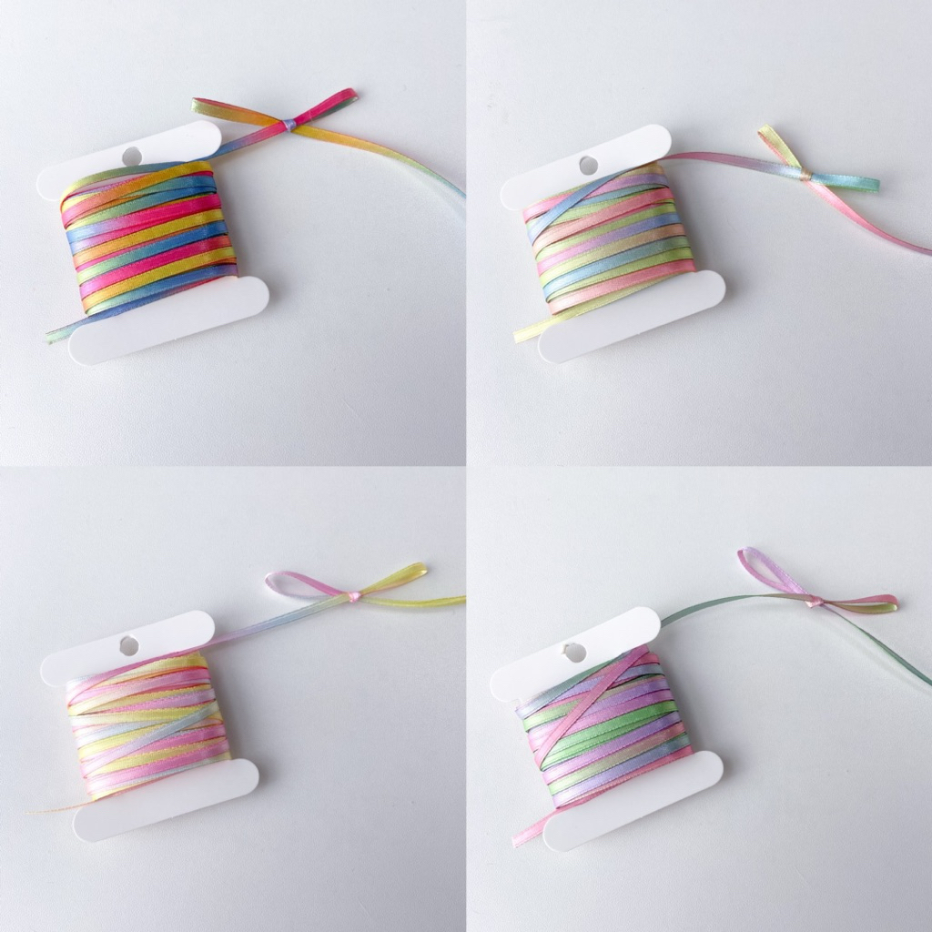♡  พร้อมส่ง | (5 หลา) Rainbow Ribbon โบว์ ริบบิ้น สีรุ้ง ไล่สี ขนาด 3 mm / 0.3 cm ราคา ถูกที่สุด ดีลบีเคเค แกลเลอรีภาพที่ 4