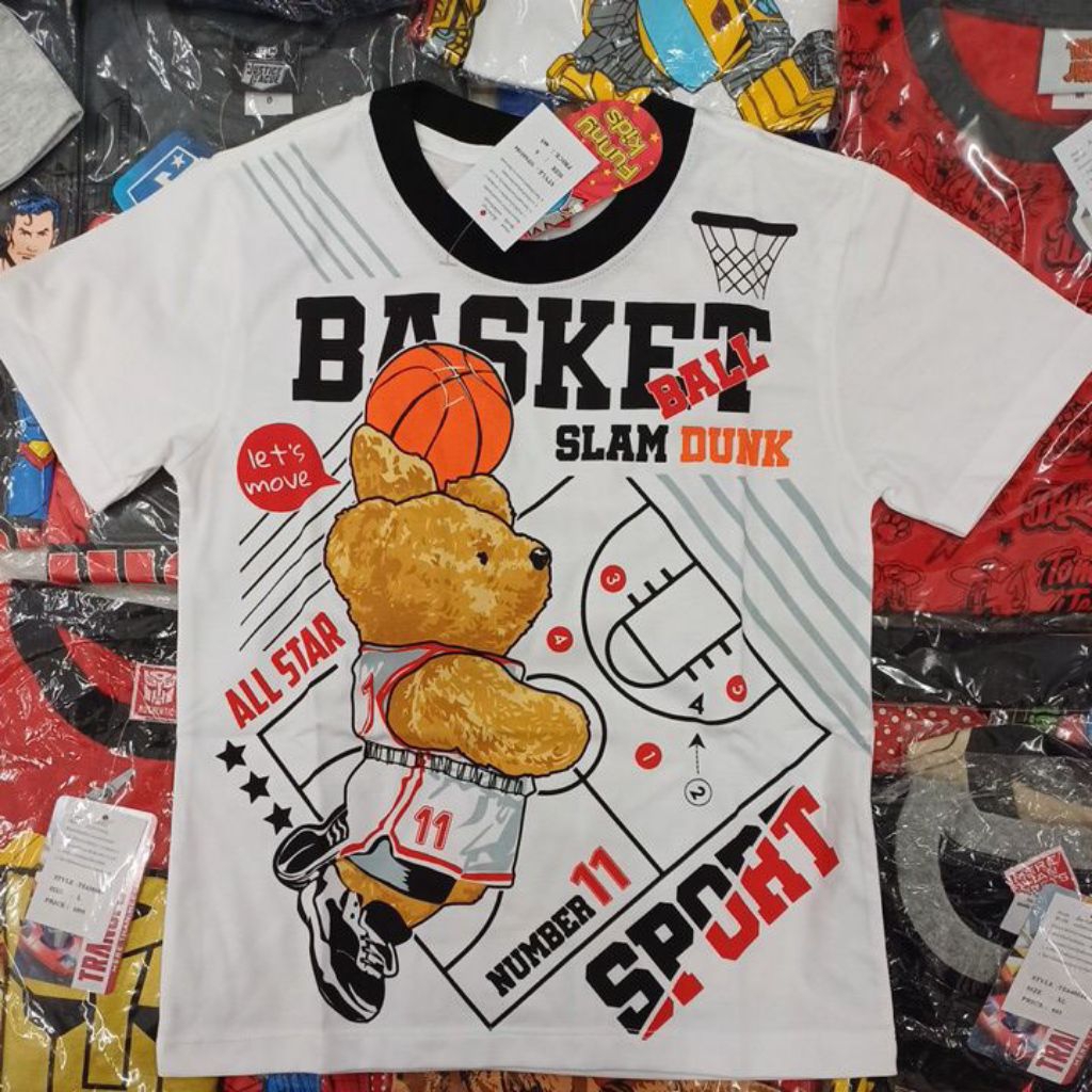 เสื้อยืดคอตตอนเด็กลายหมีAll star  S-XL (6-12ปี) MF660184