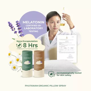 สเปร์ยฉีดหมอนภูตะวัน PHUTAWAN Organic Pillow Spray ตัวช่วยสำหรับคนนอนไม่หลับ หลับยาก ตื่นบ่อย Deep Sleep, Good Night