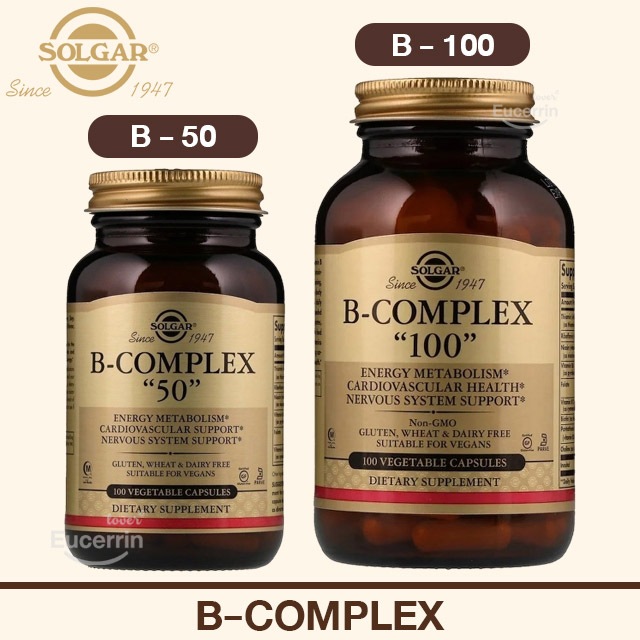 พร้อมส่งB100🔥 Solgar B-Complex "50" 100 แคปซูล และ"100" 100 แคปซูล วิตามินบีรวม Vitamin B บี คอมเพล็