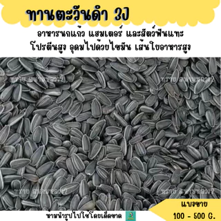 **ดำ 3J**เมล็ดทานตะวันดำ (แบ่งขาย 500 G.-1 KG.) อาหารนกและสัตว์ฟันแทะ