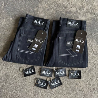 M.A.Z.ขากระบอกเล็กริมแดง ผ้าดิบ16 ออนซ์ แถมป้ายฟรี (ใหม่ล่าสุด)