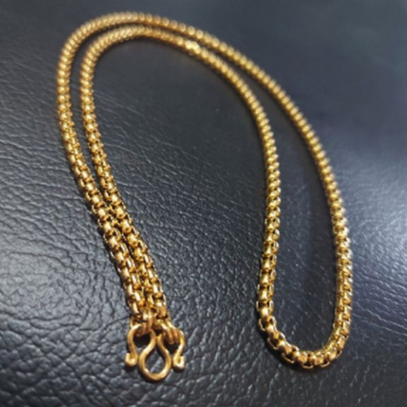 สร้อยพระ สร้อยทองเลเซอร์ ลายผ่าหวายมน ขนาด 3.5 มิล (1 บาท) ห้อยพระ 1 องค์