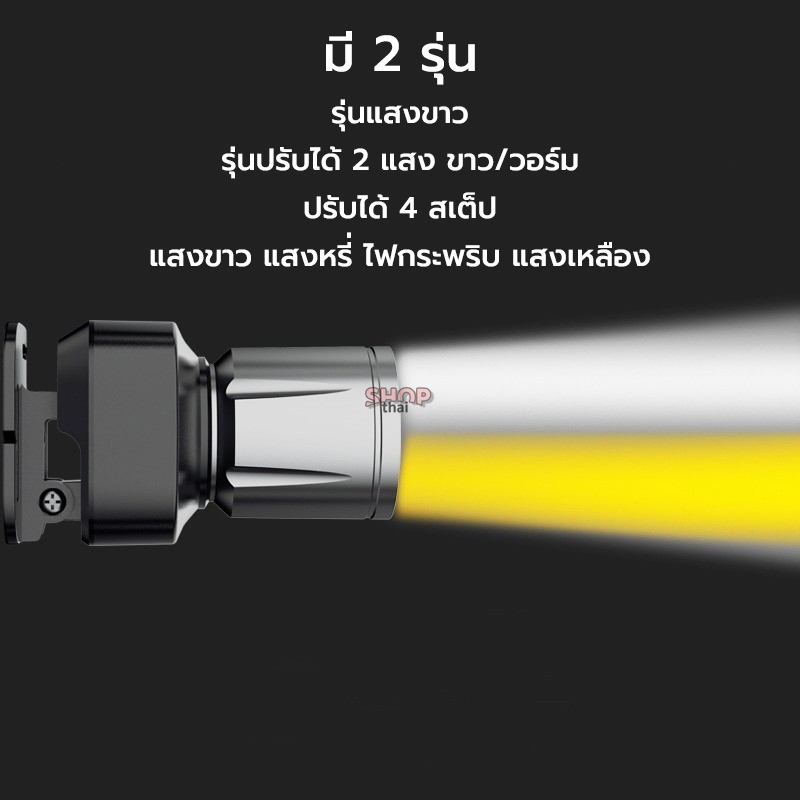 ไฟฉายคาดหัว LED ปรับแสงซูมเข้า-ออก (ขาว/วอร์ม) ส่องไกล รูปที่ 4