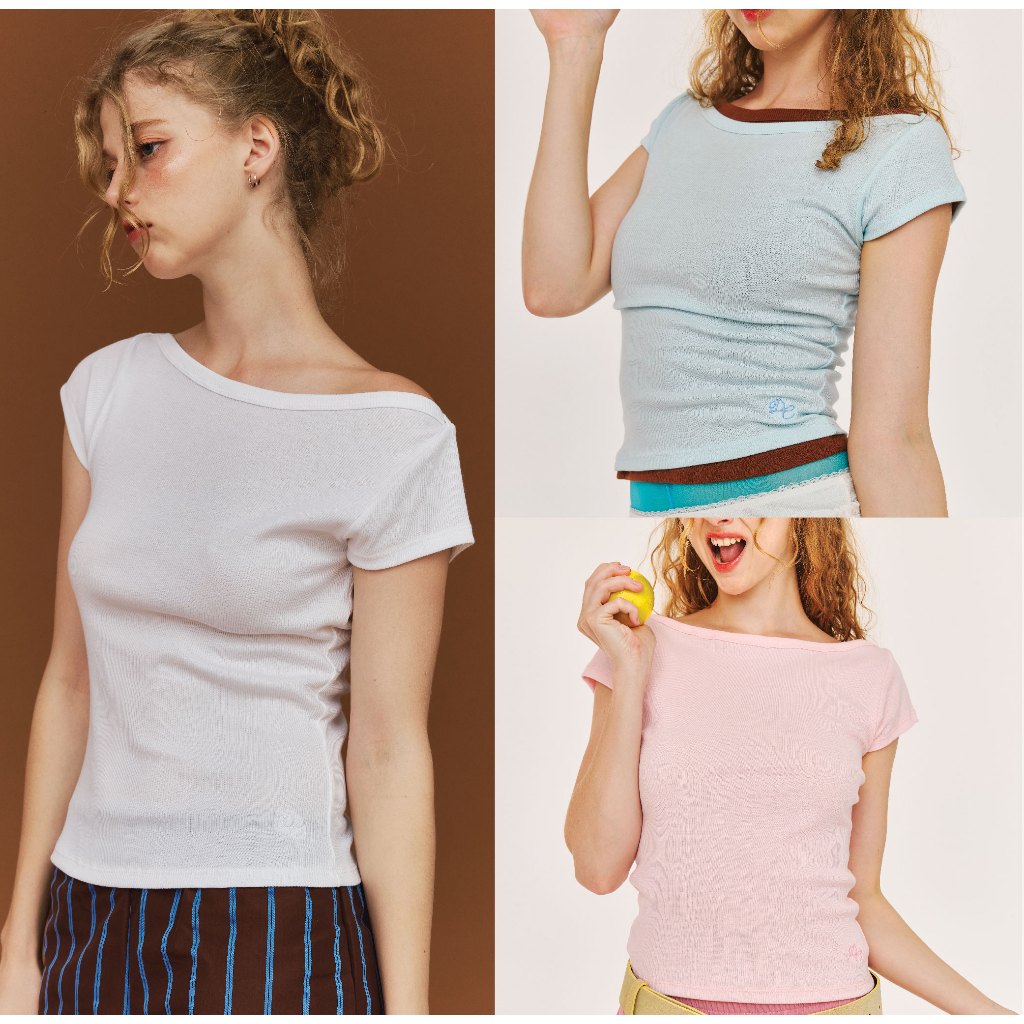 Dude and Co. - DC© Boatneck Top เสื้อยืด เสื้อปาดไหล่