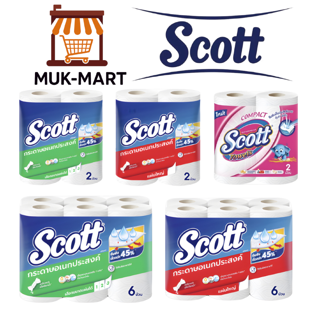 SCOTT กระดาษเช็ดมือ – Pick-A-Size, Big, Big XL, Compact, Interfold